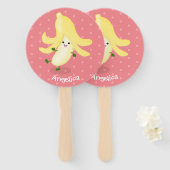 Cute kawaii banana cartoon handwaaier (Voorkant en achterkant)