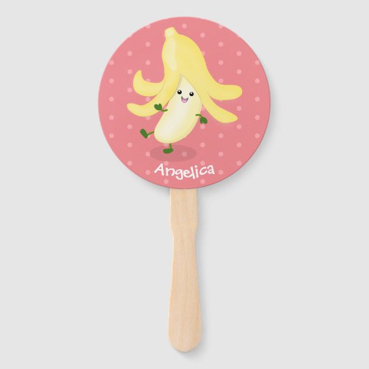 Cute kawaii banana cartoon handwaaier (Voorkant)