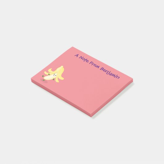 Cute kawaii banana cartoon illustration post-it® notes (Schuin)