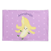 Cute kawaii banana cartoon kussensloop (Achterkant)