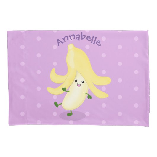 Cute kawaii banana cartoon kussensloop (Voorkant)