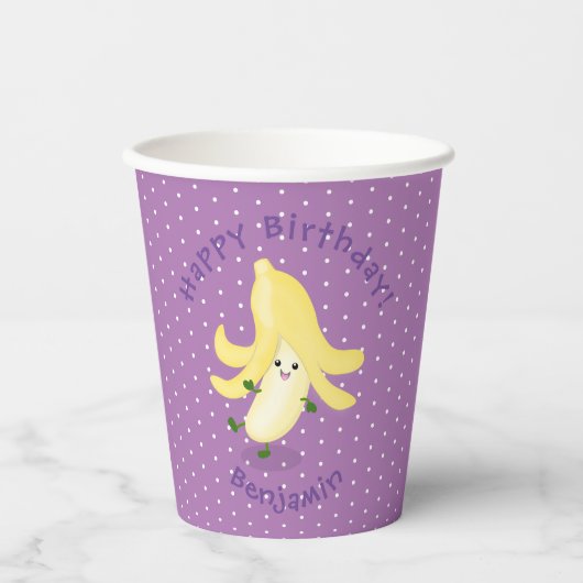 Cute kawaii banana cartoon papieren bekers (Voorkant)