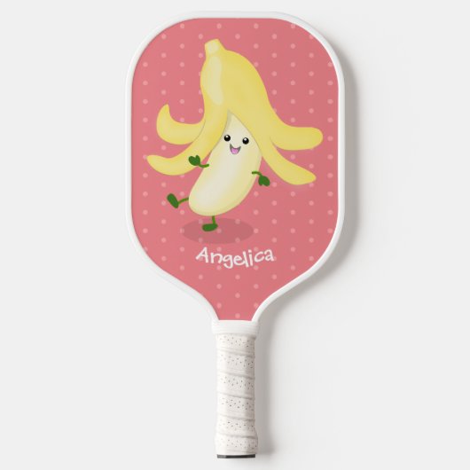Cute kawaii banana cartoon pickleball paddle (Voorkant)