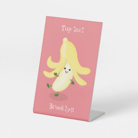 Cute kawaii banana cartoon reclamebord met voetstuk (Voorkant)