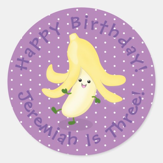 Cute kawaii banana cartoon ronde sticker (Voorkant)