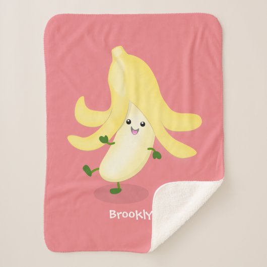 Cute kawaii banana cartoon sherpa deken (Voorkant)