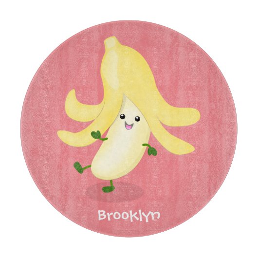 Cute kawaii banana cartoon snijplank (Voorkant)