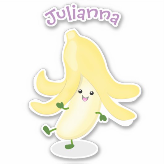 Cute kawaii banana cartoon sticker (Voorkant)