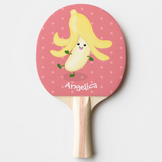 Cute kawaii banana cartoon tafeltennisbatje (Voorkant)
