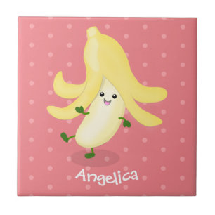 Cute kawaii banana cartoon tegeltje