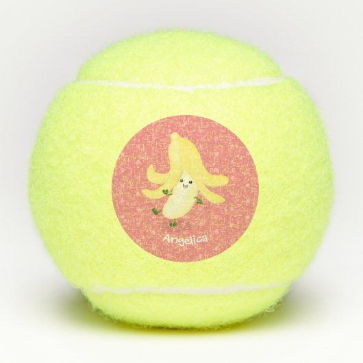 Cute kawaii banana cartoon tennisballen (Voorkant)