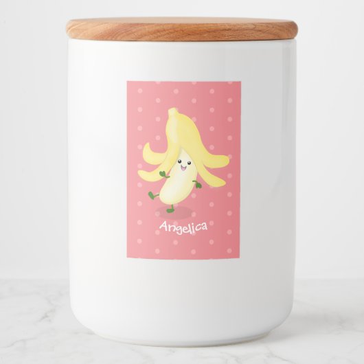 Cute kawaii banana cartoon voedselcontainer etiket (Voorkant)