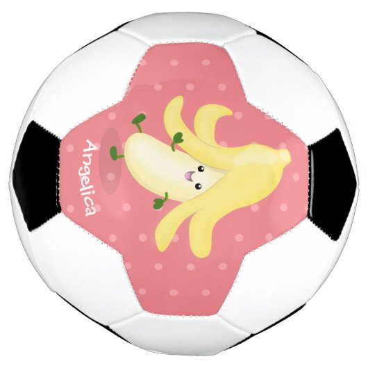 Cute kawaii banana cartoon voetbal (Gedraaid)