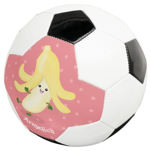 Cute kawaii banana cartoon voetbal (Drie kwart)