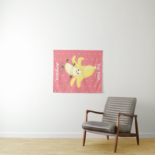 Cute kawaii banana cartoon wandkleed (In Situ (horizontaal))