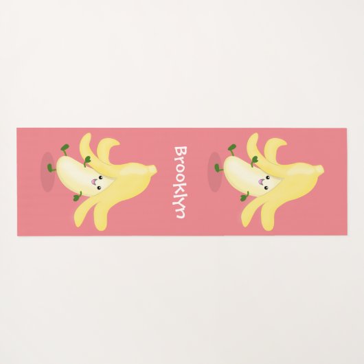 Cute kawaii banana cartoon yogamat (Achterkant (horizontaal))