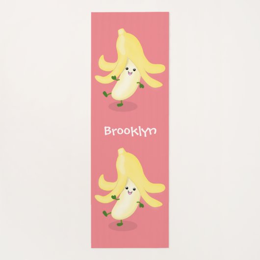 Cute kawaii banana cartoon yogamat (Achterkant)