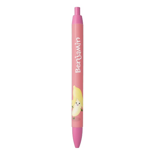 Cute kawaii banana cartoon zwarte inkt pen (Voorkant Verticaal)
