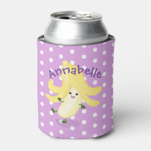 Cute kawaii banana paarse cartoon blikjeskoeler