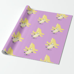 Cute kawaii banana paarse cartoon cadeaupapier