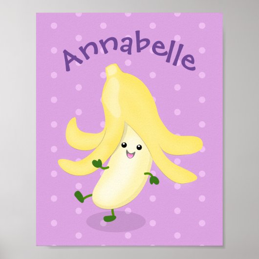 Cute kawaii banana paarse cartoon poster (Voorkant)