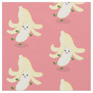 Cute kawaii banana paarse cartoon stof