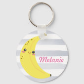 Cute Kawaii Banana Personalized Sleutelhanger (Voorkant)