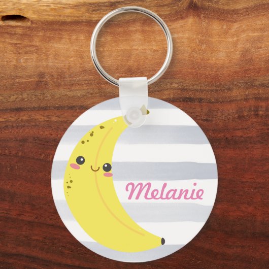 Cute Kawaii Banana Personalized Sleutelhanger (Voorkant)