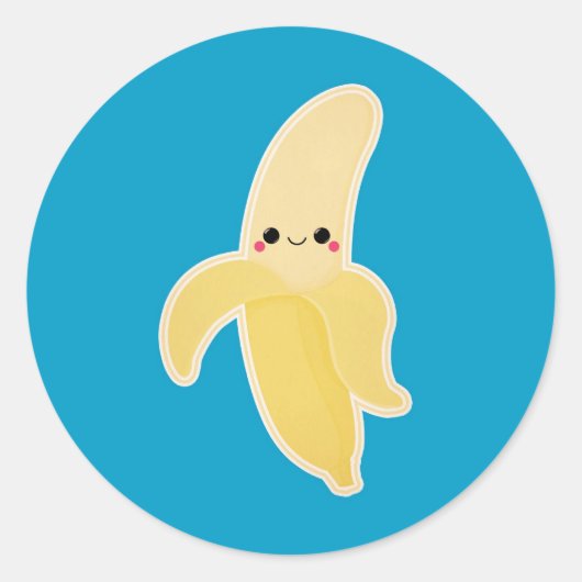 Cute Kawaii Banana Ronde Sticker (Voorkant)