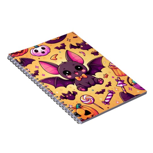 Cute kawaii bat candy halloween notitieboek (Rechterzijde)