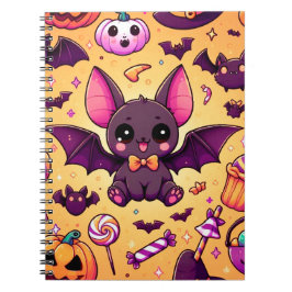 Cute kawaii bat candy halloween notitieboek