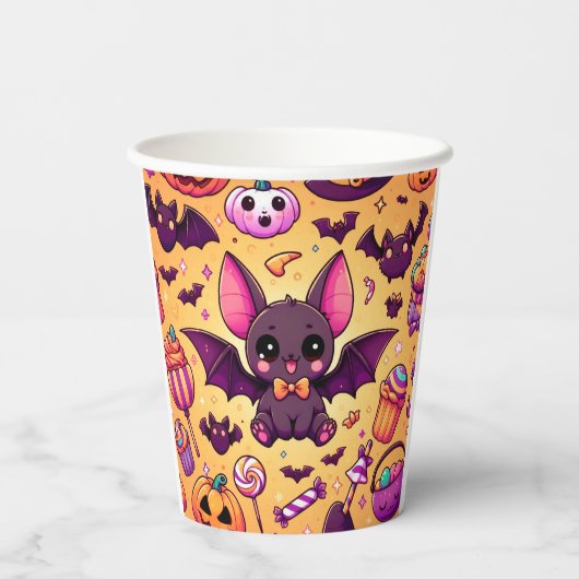 Cute kawaii bat candy halloween papieren bekers (Achterkant)