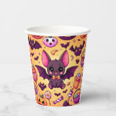 Cute kawaii bat candy halloween papieren bekers (Voorkant)