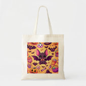 Cute kawaii bat candy halloween tote bag (Voorkant)