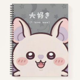 Cute Kawaii Bat Notebook - "Daisuki" (I Love You)  Notitieboek
