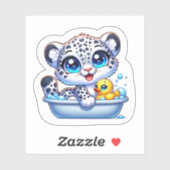 Cute Kawaii Bath Snow Leopard Sticker (Vel)