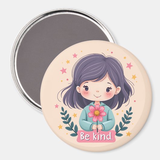 Cute Kawaii "Be Kind" Illustration Magneet (Voorkant / Achterkant)