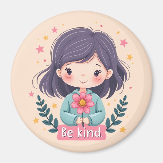 Cute Kawaii "Be Kind" Illustration Magneet (Voorkant)