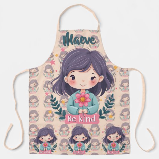 Cute Kawaii "Be Kind" Illustration Schort (Voorkant)