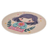 Cute Kawaii "Be Kind" Illustration Snijplank (Hoek)