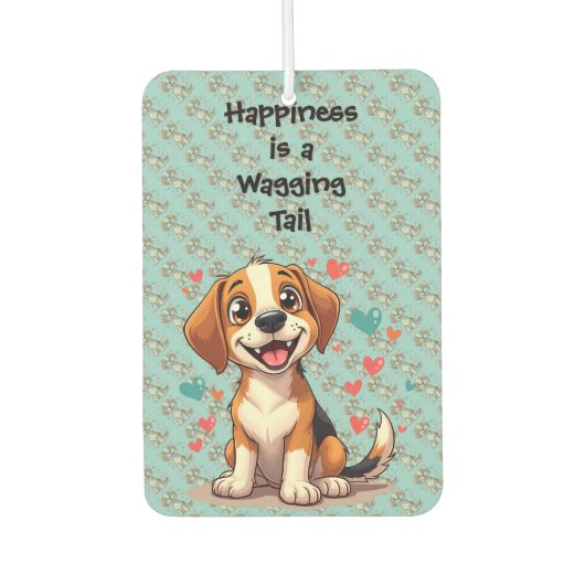 Cute Kawaii Beagle with Hearts Playful Dog Luchtverfrisser (Voorkant)