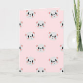 Cute Kawaii Bear Face Pattern on Pastel Pink Kaart (Voorkant)