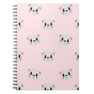 Cute Kawaii Bear Face Pattern on Pastel Pink Notitieboek
