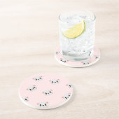 Cute Kawaii Bear Face Pattern on Pastel Pink Zandsteen Onderzetter (Zijkant)