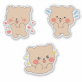 Cute Kawaii Bear Sticker | Adorable Blushing Bear  (Voorkant)