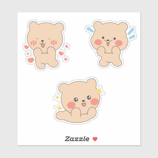 Cute Kawaii Bear Sticker | Adorable Blushing Bear  (Vel)
