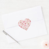 Cute Kawaii Bear Strawberry Tea Pattern | Pink  Hart Sticker (Envelop)