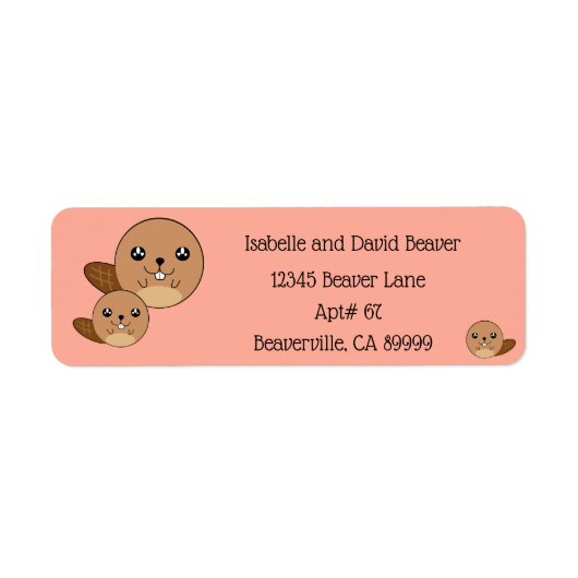 Cute Kawaii Beaver Animal Return Label (Voorkant)