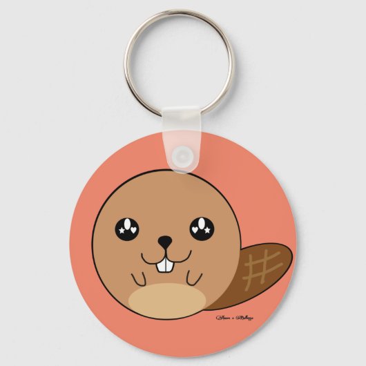 Cute Kawaii Beaver Animal Sleutelhanger (Voorkant)