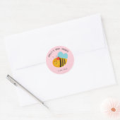 Cute Kawaii Bee Pink Baby shower Celebration Ronde Sticker (Envelop)